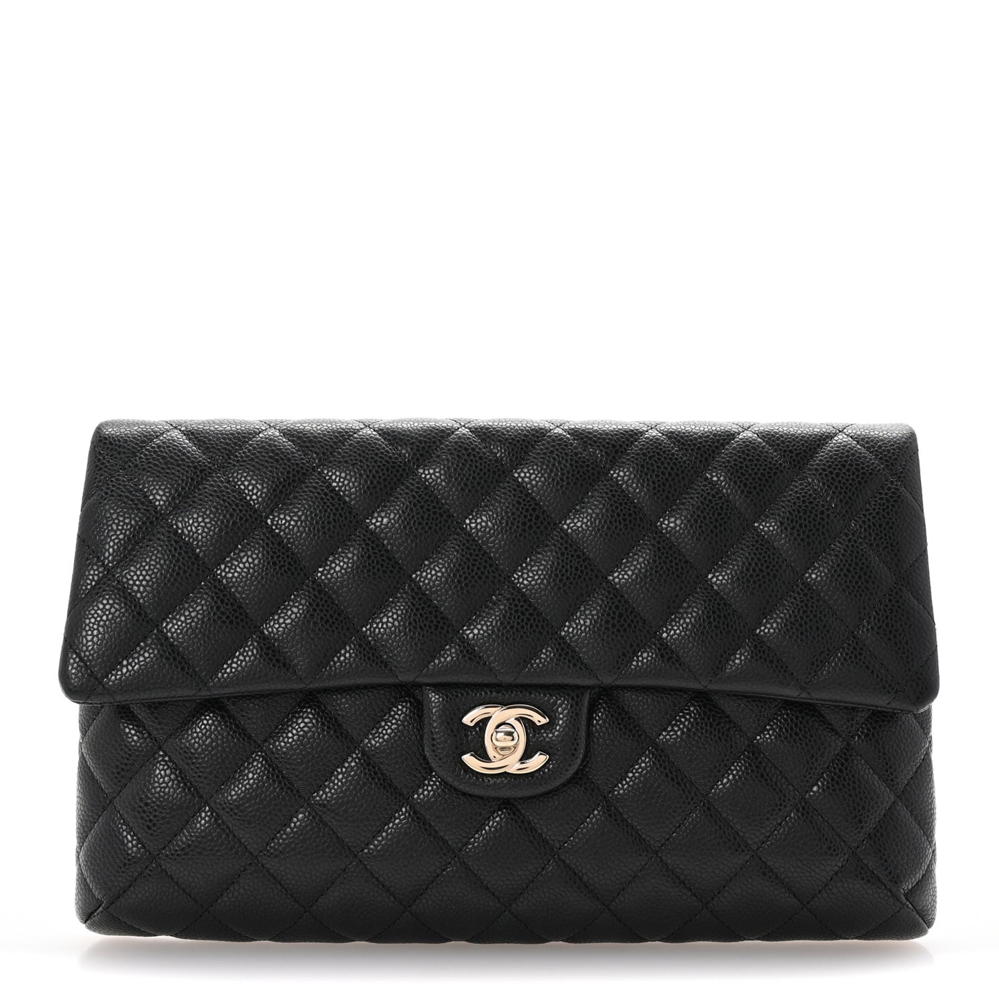 Caviar Quilted Flap Clutch Black