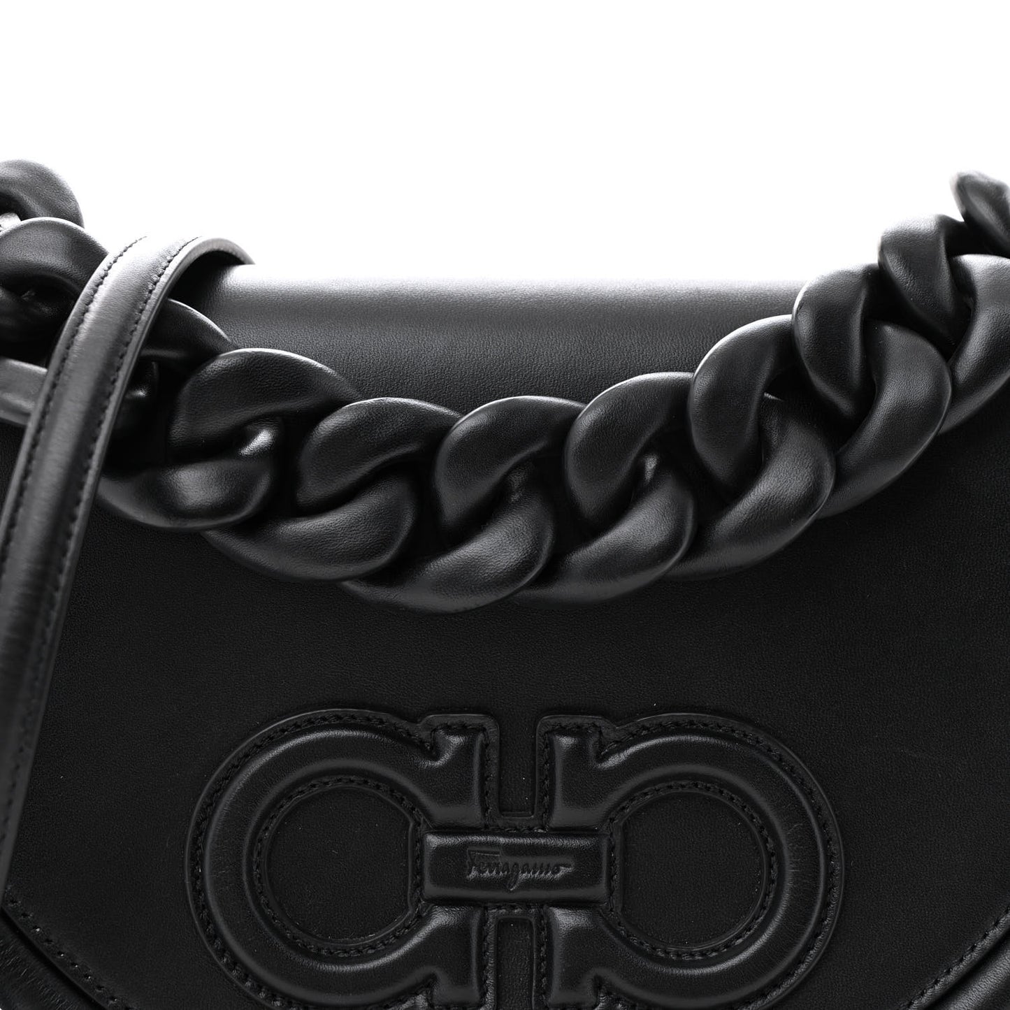 Calfskin Aura Shoulder Bag Black