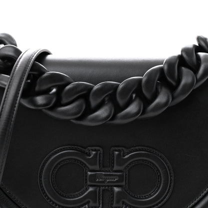 Salvatore Ferragamo Calfskin Aura Shoulder Bag Black 7 of 13