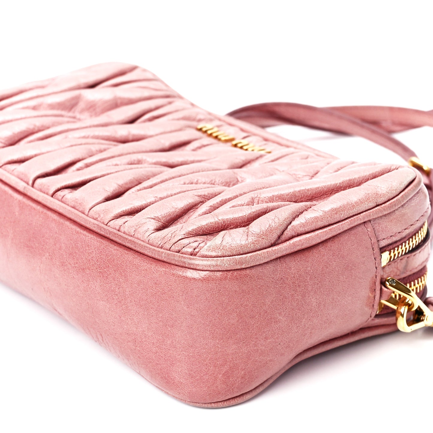 Vitello Lux Matelasse Double Zip Shoulder Bag Rosa