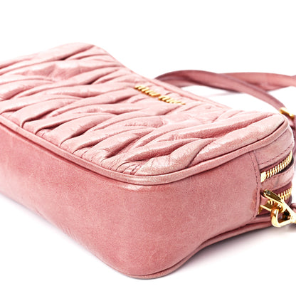 Miu Miu Vitello Lux Matelasse Double Zip Shoulder Bag Rosa 13 of 13