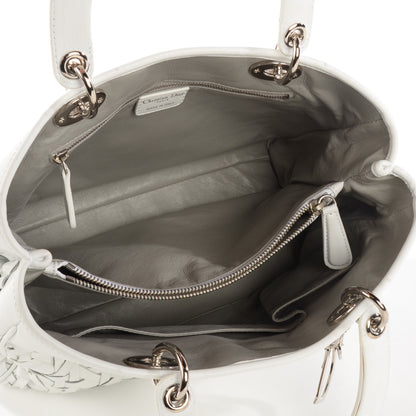 Christian Dior Lambskin Woven Lady Dior Avenue Tote White 7 of 11