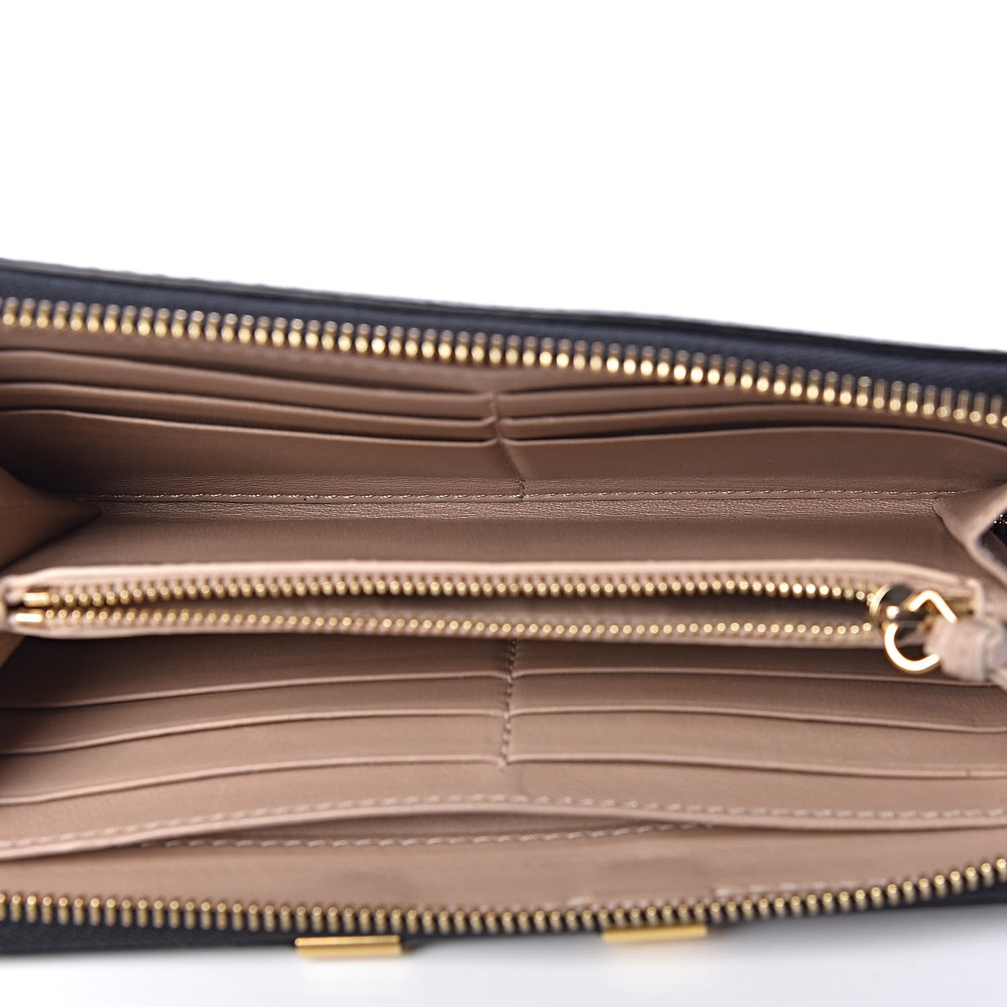 Grained Calfskin Marcie Long Zip Around Wallet Black