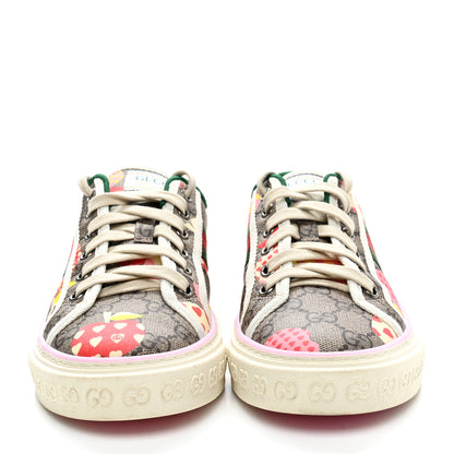 Gucci GG Supreme Monogram Les Pommes Web Womens 1977 Tennis Sneakers 38 Beige Ebony Mystic White 2 of 11