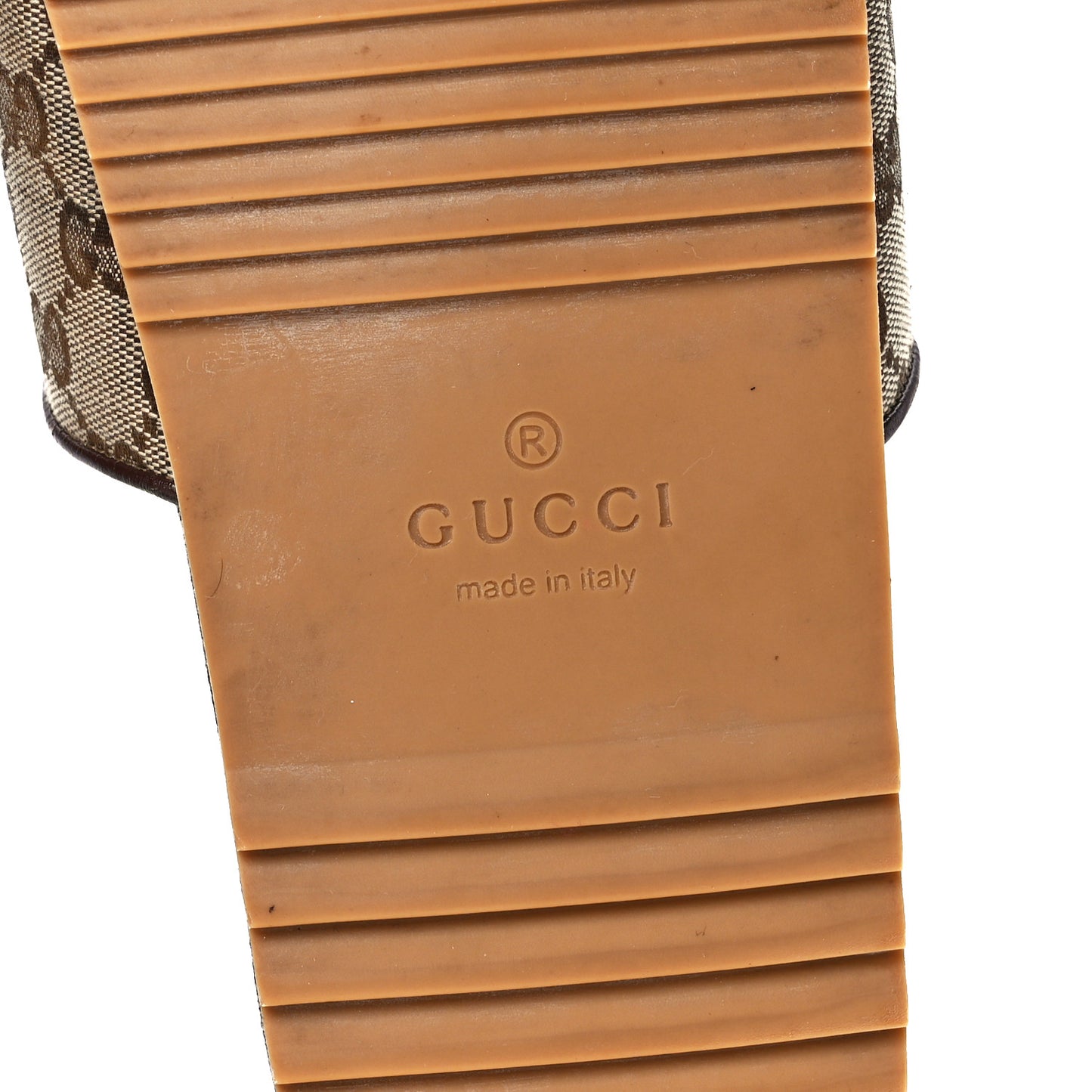 Canvas GG Monogram Mens Slide Sandals 10 Beige