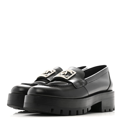 Chanel Calfskin Metal CC Loafers 35 Black 4 of 13