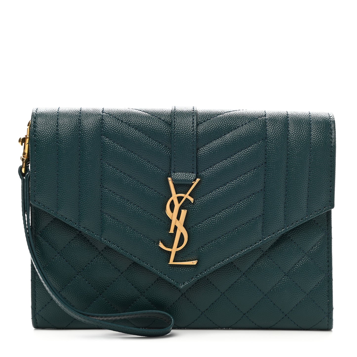 Grain De Poudre Textured Mixed Matelasse Triquilt Monogram Clutch Sea Turquois