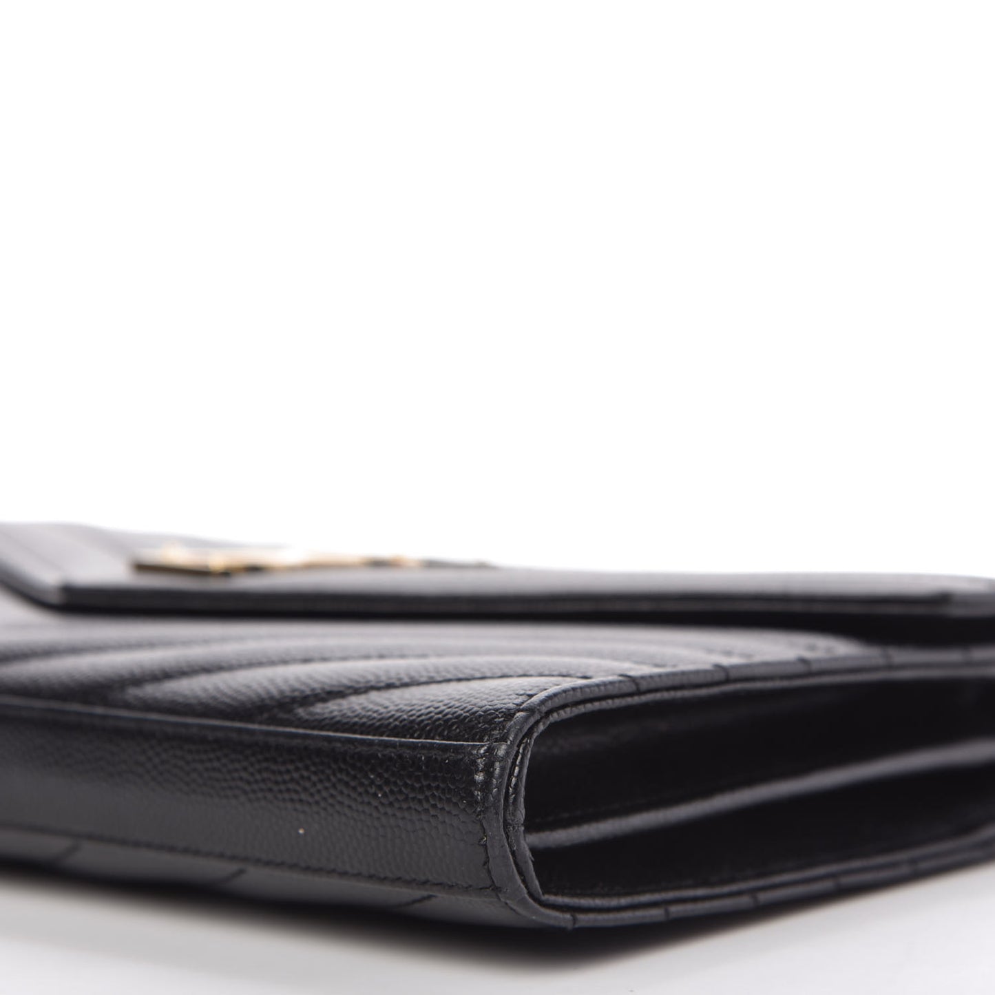 Grain De Poudre Matelasse Chevron Monogram Chain Wallet Black