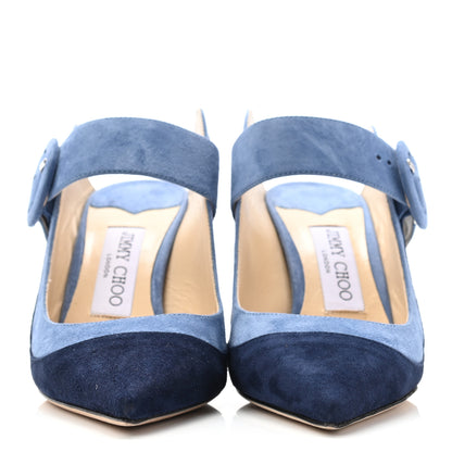 Jimmy Choo Suede Hendrix 85 Mule Pumps 36.5 Stone Blue 2 of 6