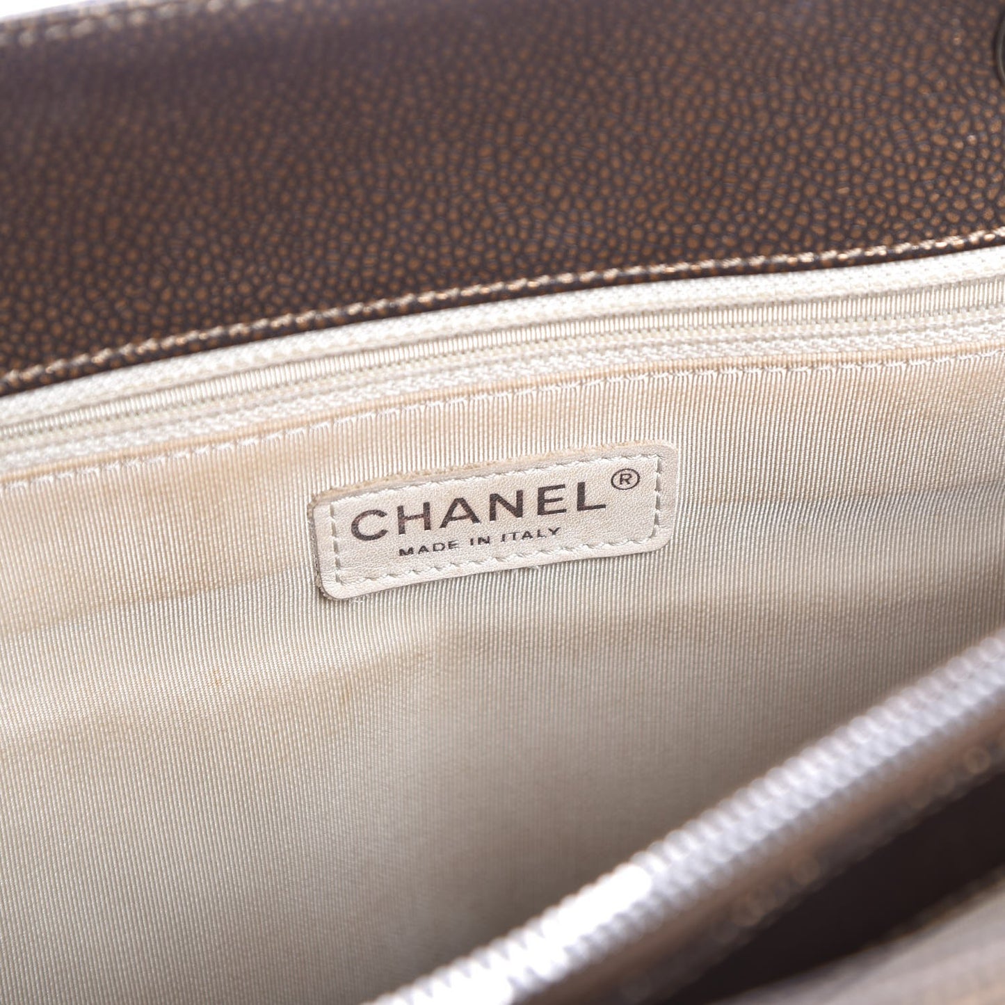 Metallic Caviar Quilted Grand Shopping Tote GST Bronze