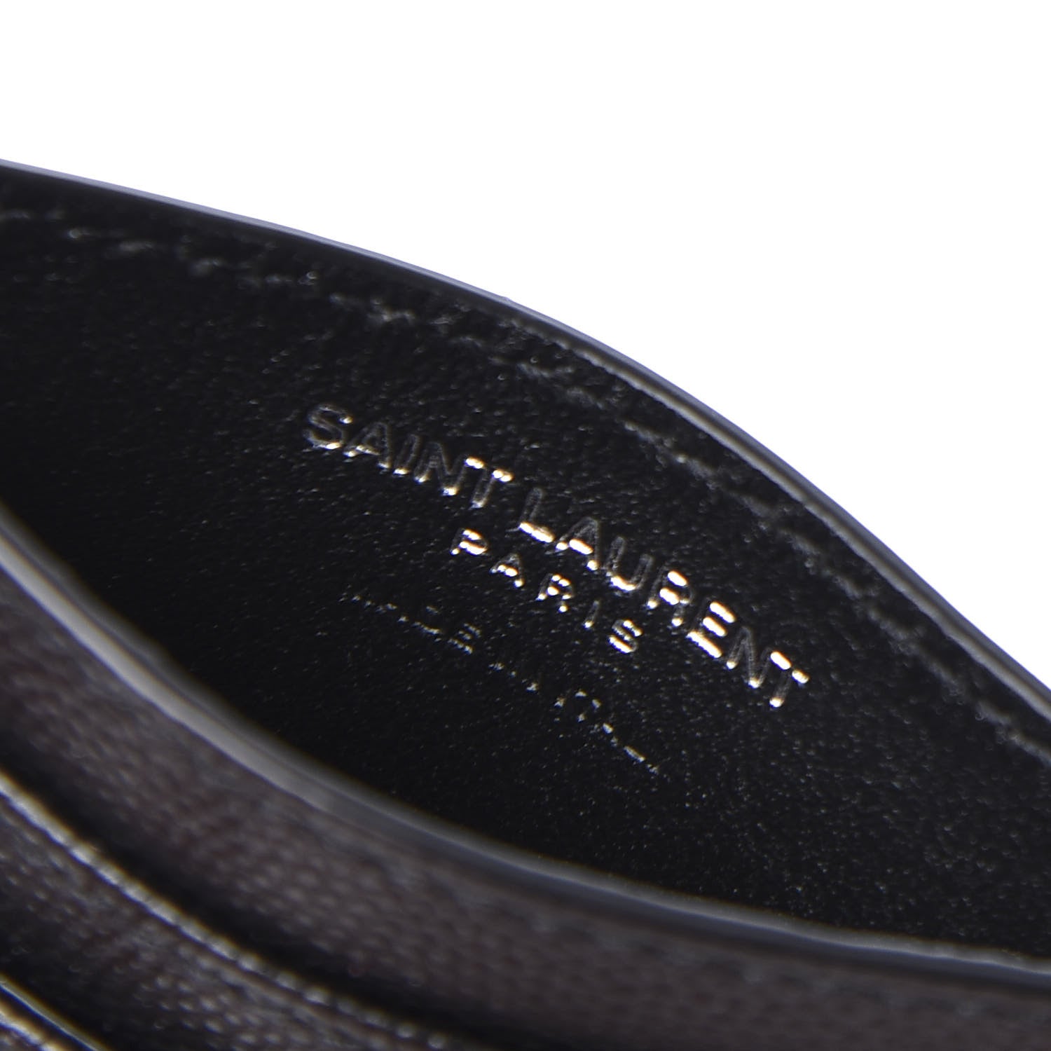 Saint Laurent Grain De Poudre Matelasse Chevron Monogram Credit Card Case Black 6 of 8