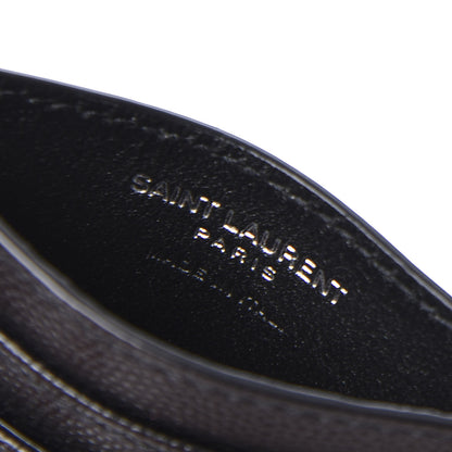 Saint Laurent Grain De Poudre Matelasse Chevron Monogram Credit Card Case Black 6 of 8