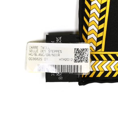 Hermes Silk Selle Des Steppes Scarf 90 White Or Black 2 of 5