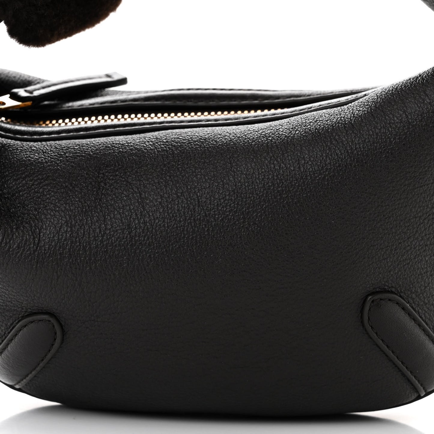 Calfskin Shearling Aviator Mini Jodie Dark Brown Fondant