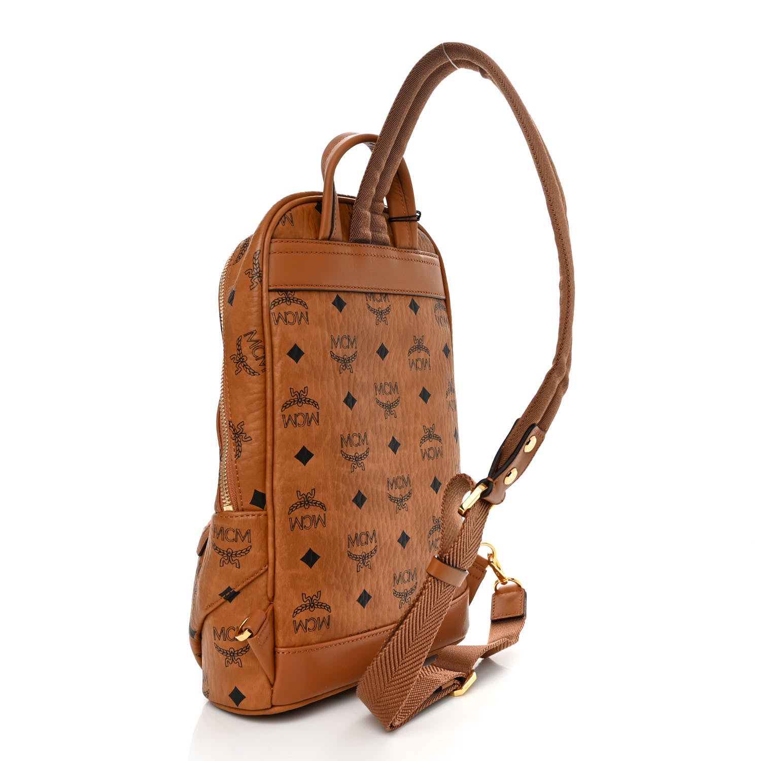 MCM Visetos Klassik Small Sling Bag Cognac 3 of 9