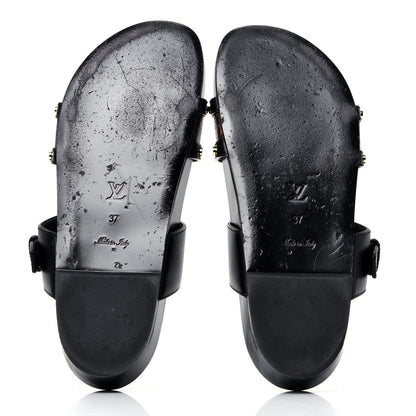 Louis Vuitton Bom Dia Flat Mule Sandals 37 Black 7 of 9