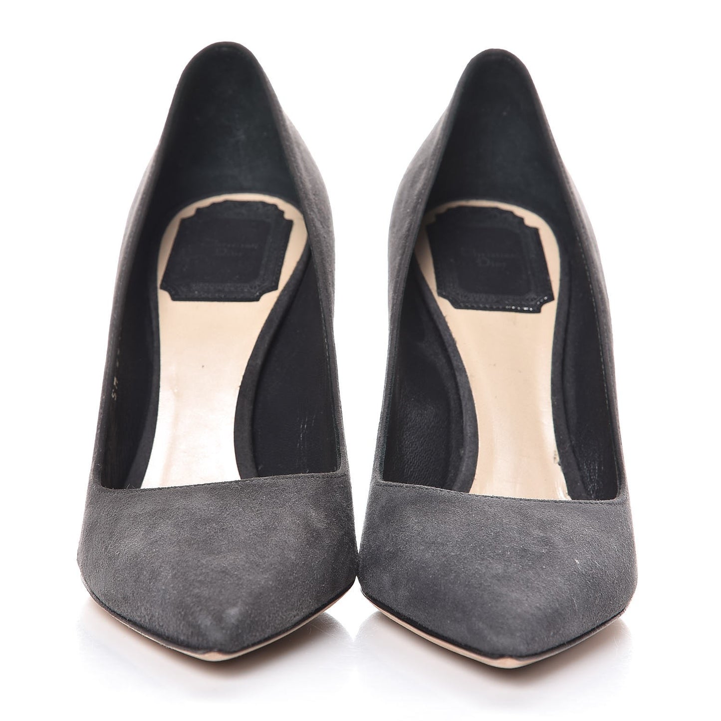 Suede Cherie Pointy Toe 100mm Pumps 35.5 Anthracite