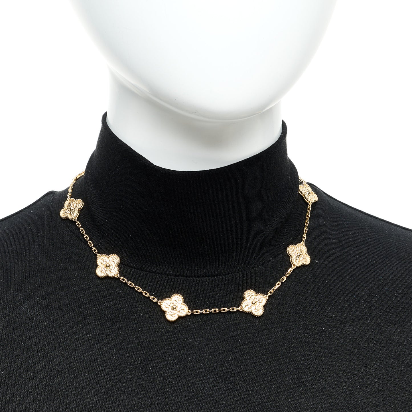 18K Yellow Gold 10 Motifs Vintage Alhambra Necklace