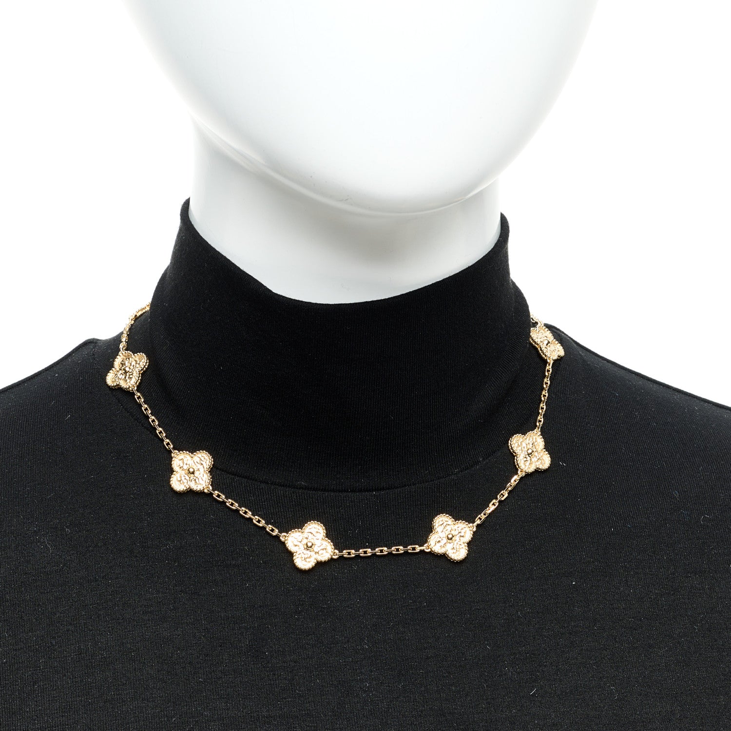 Van Cleef & Arpels 18K Yellow Gold 10 Motifs Vintage Alhambra Necklace 2 of 5