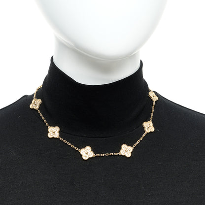 Van Cleef & Arpels 18K Yellow Gold 10 Motifs Vintage Alhambra Necklace 2 of 5