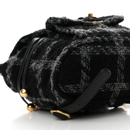 Chanel Wool Tweed Elegant Backpack Black Grey 9 of 12