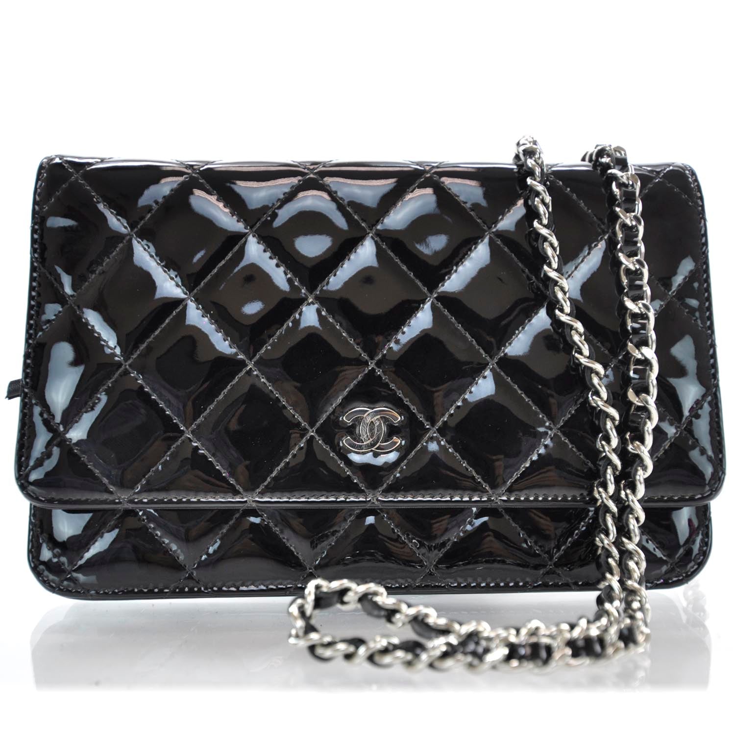 Chanel Patent Wallet On Chain WOC Black 1 of 11