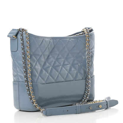 Chanel Patent Goatskin Quilted Medium Gabrielle Hobo Blue 3 of 13
