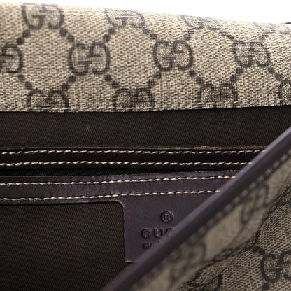 Gucci GG Plus Monogram Medium Double Buckle Flap Messenger Bag Beige Dark Brown 12 of 28