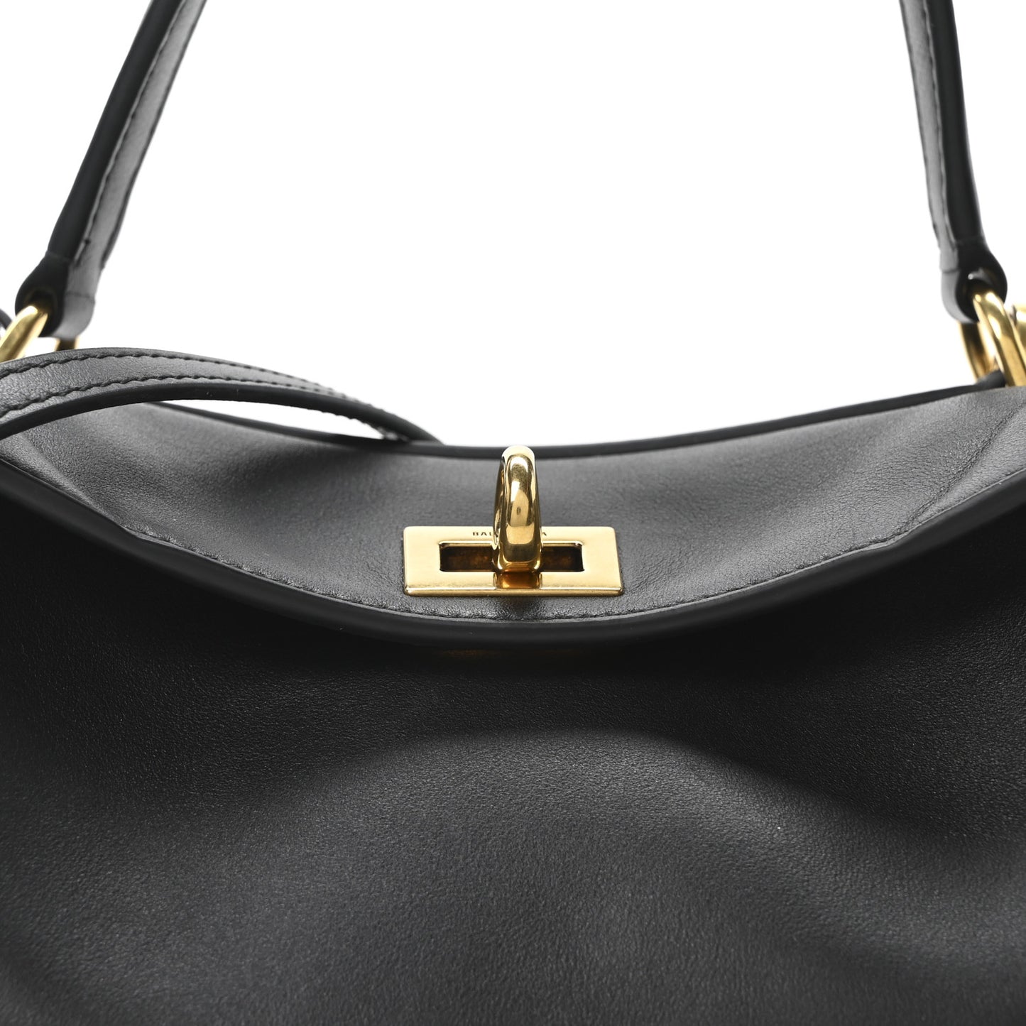 Natural Smooth Calfskin Mini Rodeo Top Handle Handbag Black