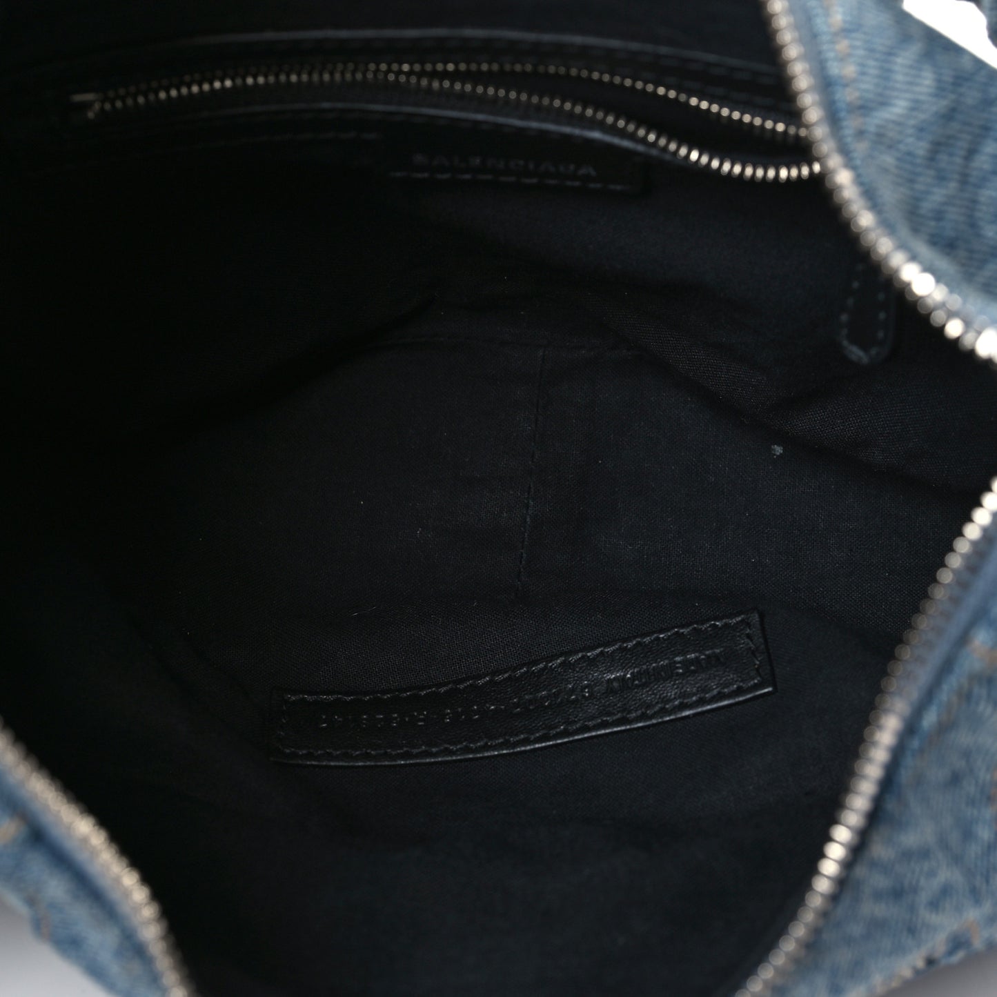 Washed Frayed Denim Crystal Small Le Cagole Shoulder Bag Blue