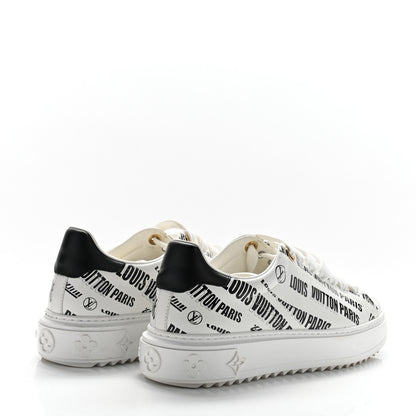 Louis Vuitton Calfskin Printed Time Out Trainer Sneakers 37 White Black 5 of 10