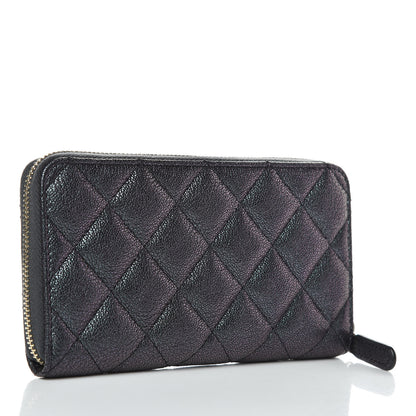 Chanel Iridescent Caviar Quilted Medium Zip Around Wallet Black 3 of 8