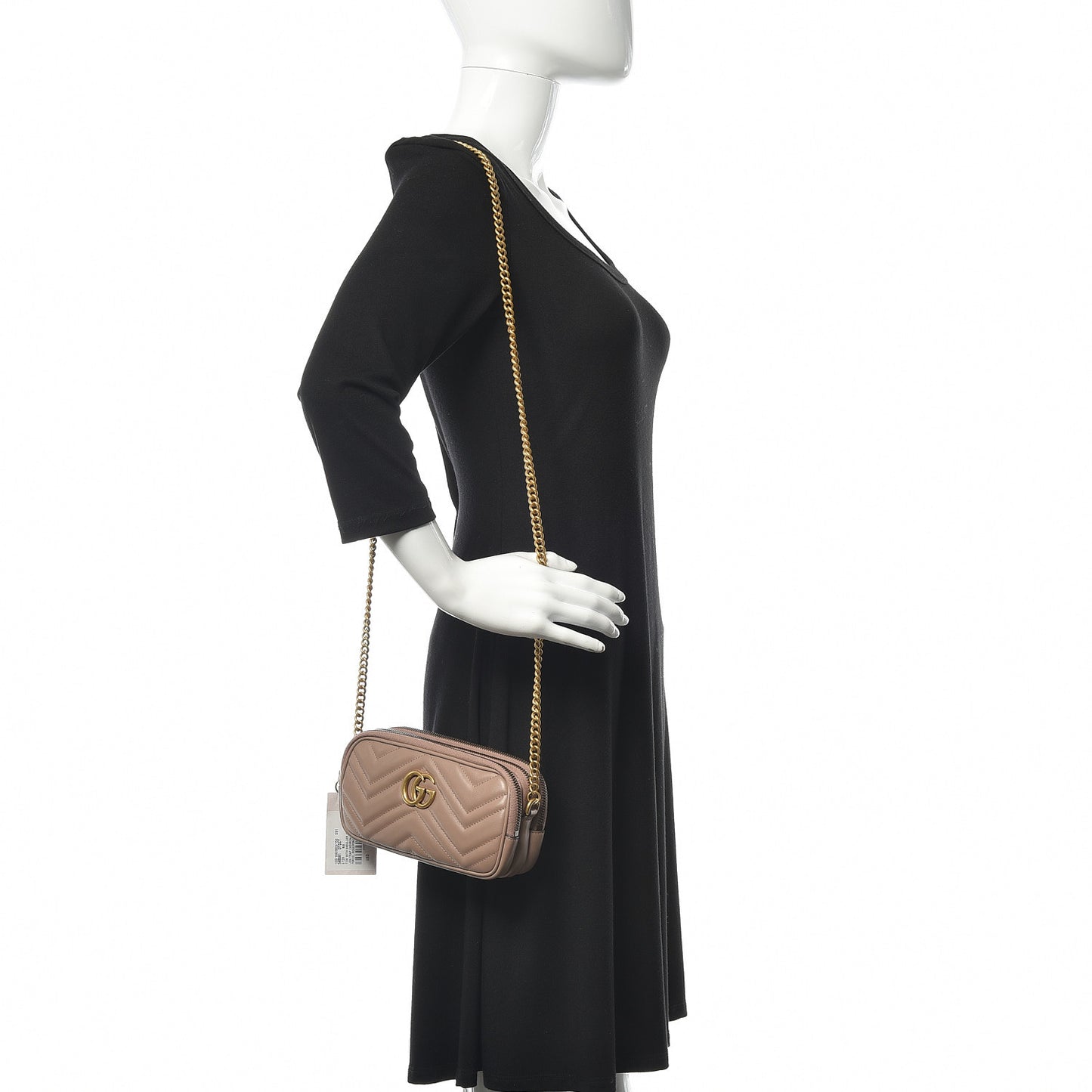 Calfskin Matelasse Mini GG Marmont Chain Crossbody Bag Porcelain Rose
