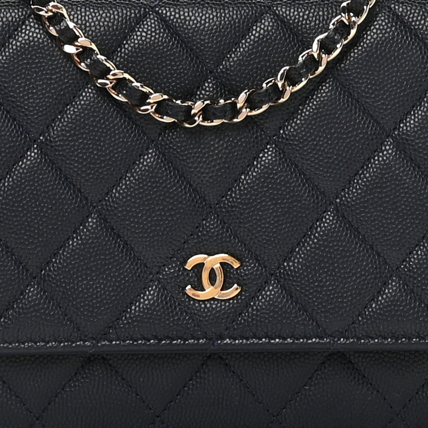 Chanel Caviar Quilted Wallet on Chain WOC Navy Blue 9 of 11