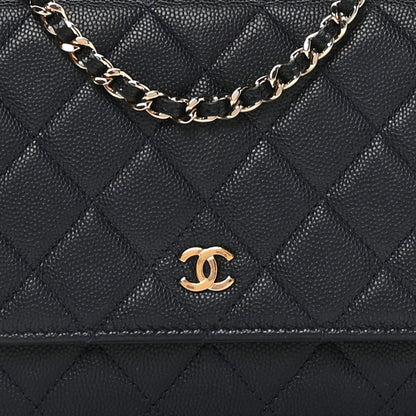 Chanel Caviar Quilted Wallet on Chain WOC Navy Blue 9 of 11