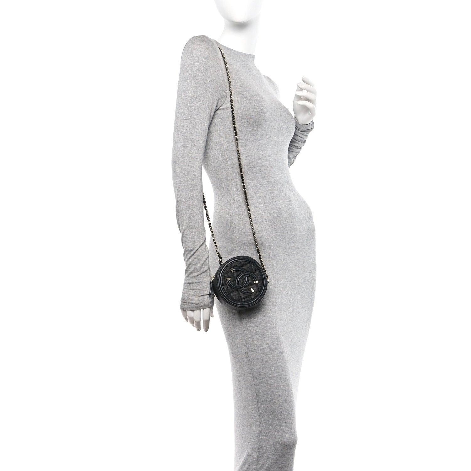 Chanel Caviar Quilted Round Filigree Crossbody Black 2 of 10