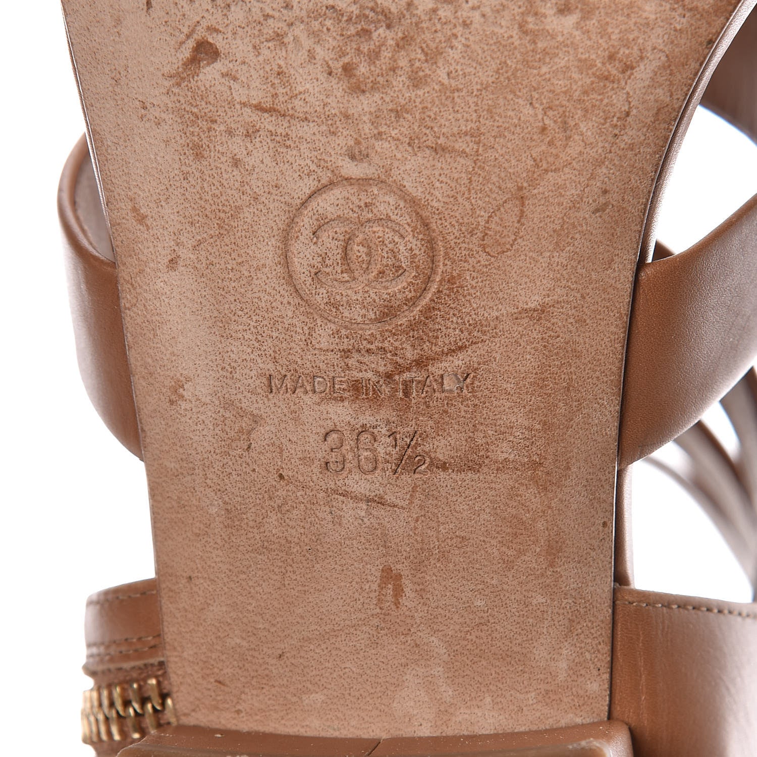 Chanel Calfskin Gladiator Sandals 36.5 Brown 8 of 11