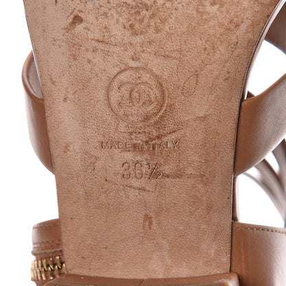 Chanel Calfskin Gladiator Sandals 36.5 Brown 8 of 11