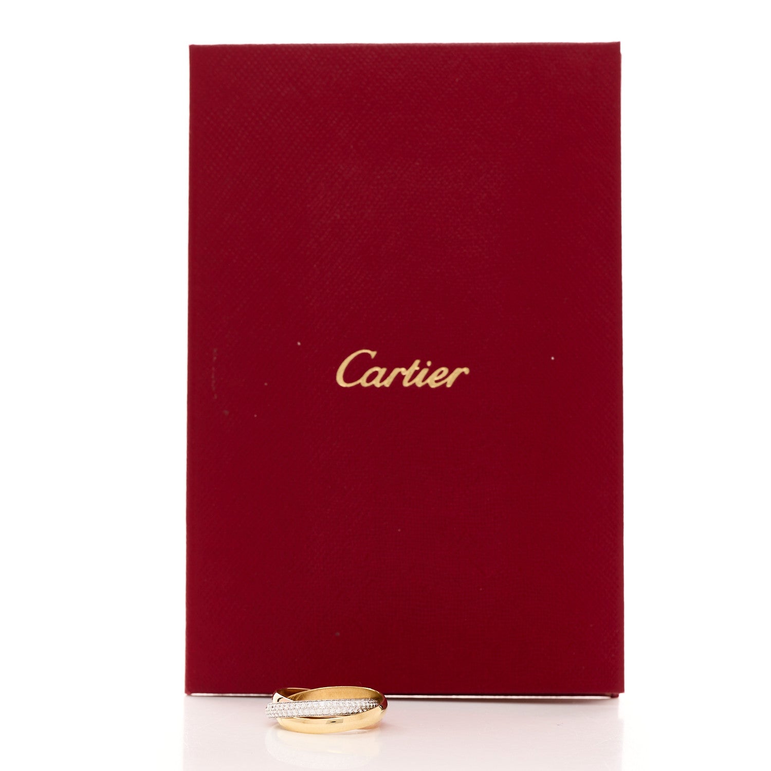 Cartier 18K White Yellow Pink Gold Diamond Small Trinity Paved Ring 54 7 5 of 5