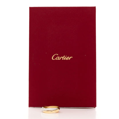 Cartier 18K White Yellow Pink Gold Diamond Small Trinity Paved Ring 54 7 5 of 5