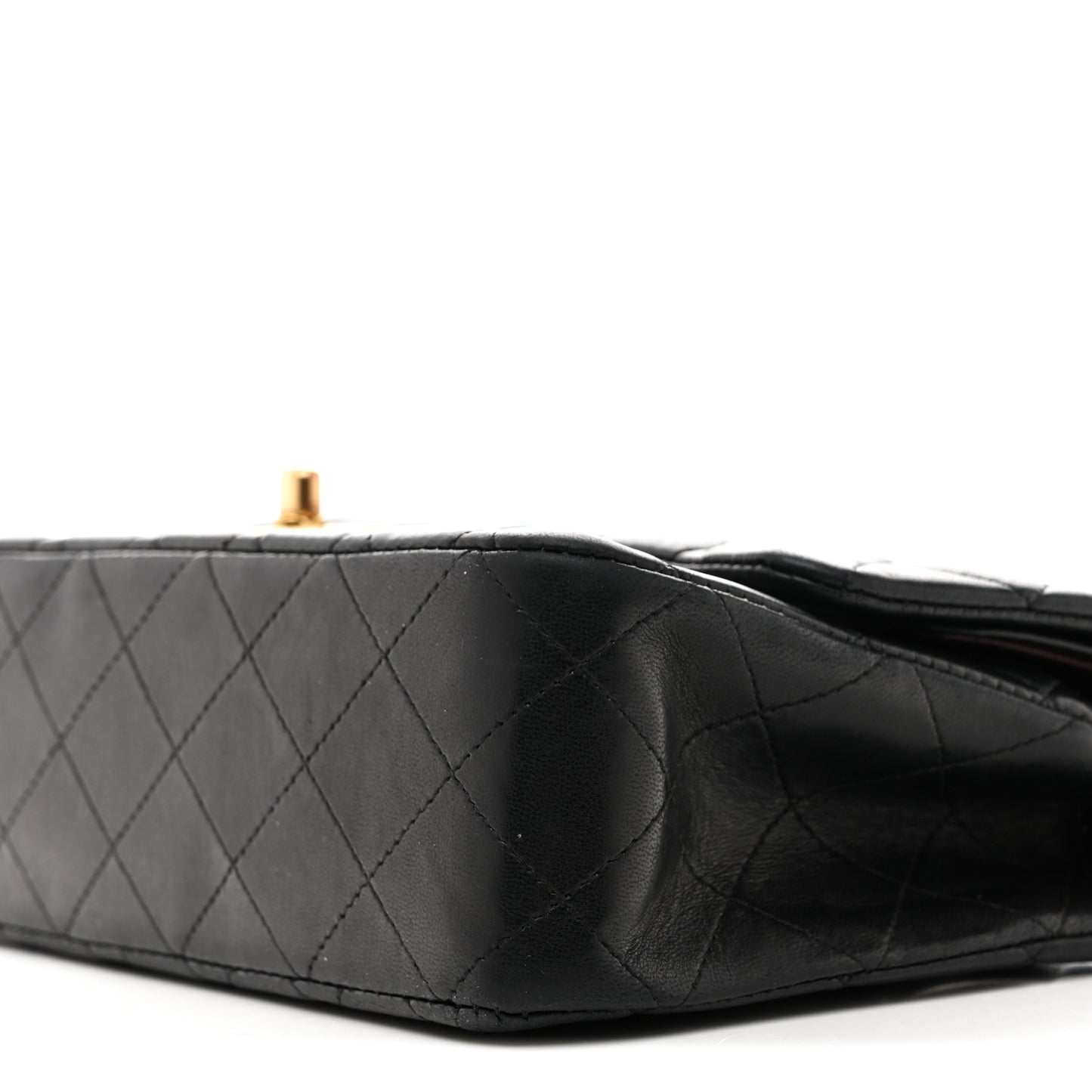 Lambskin Quilted Medium Double Flap Black