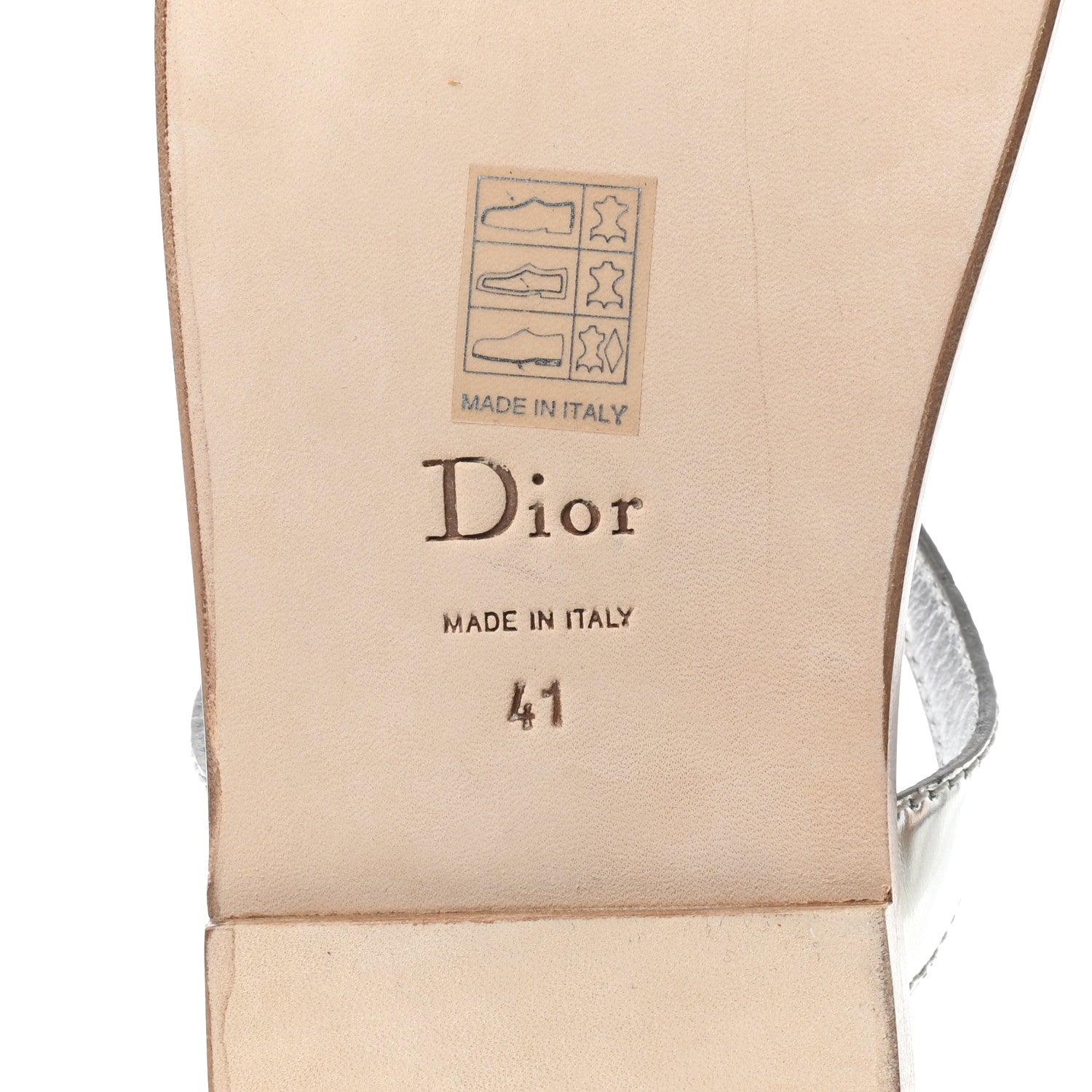 Christian Dior Metallic Calfskin Logo Charm Thong Sandals 41 Argent 7 of 8