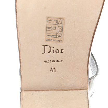 Christian Dior Metallic Calfskin Logo Charm Thong Sandals 41 Argent 7 of 8
