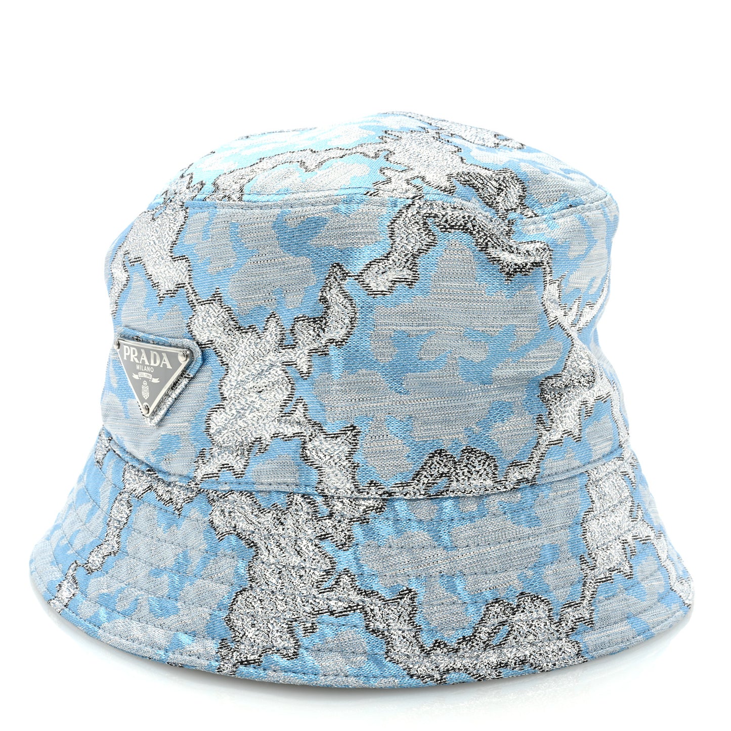 Broccato Metal Triangle Logo Womens Bucket Hat M Blue
