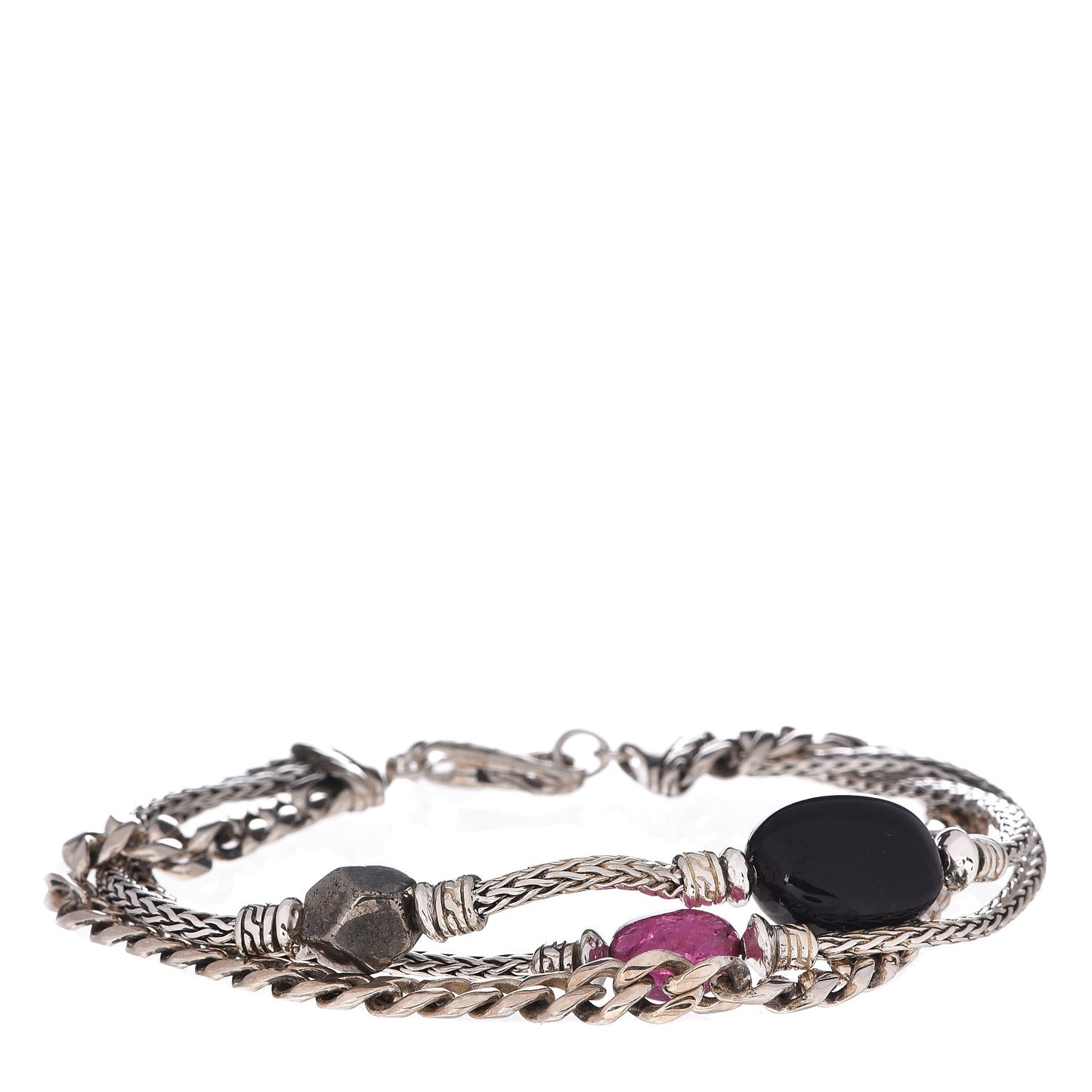 X Adwoa Aboah Sterling Silver Tourmaline Pyrite Onyx Three Row Bracelet