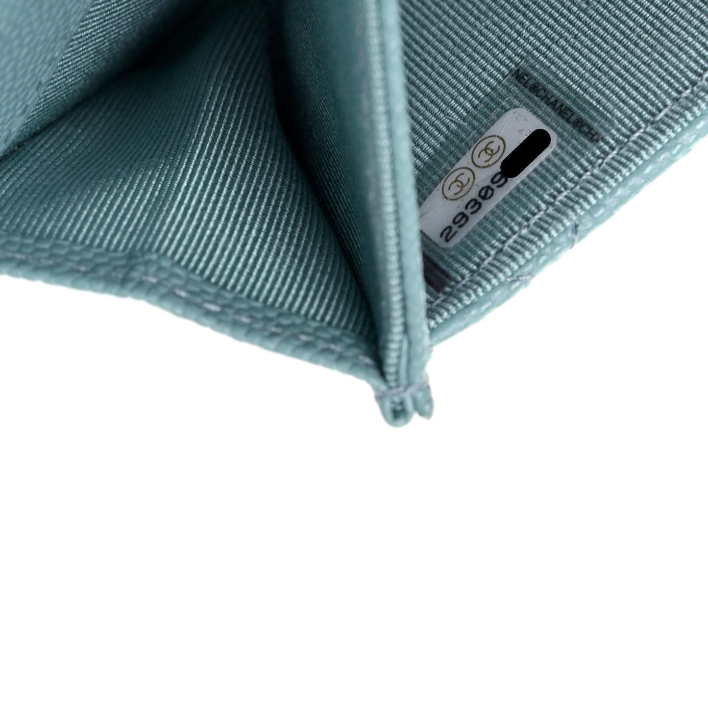 Caviar Quilted Flap Card Holder Wallet Light Blue