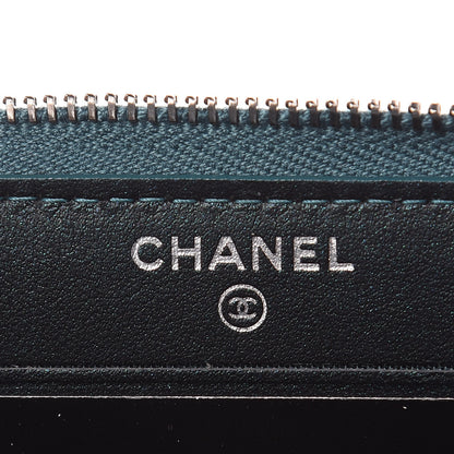 Chanel Iridescent Caviar Quilted Medium Filigree Zip Around Wallet Dark Turquoise 6 of 9