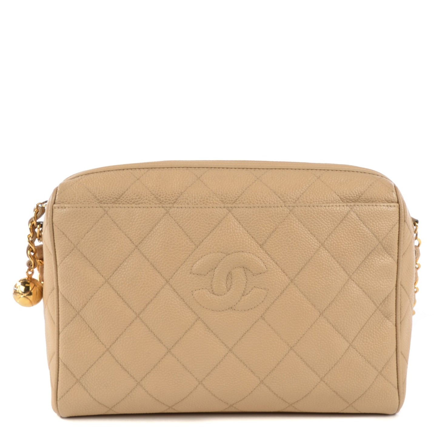 Caviar Quilted Shoulder Bag Beige