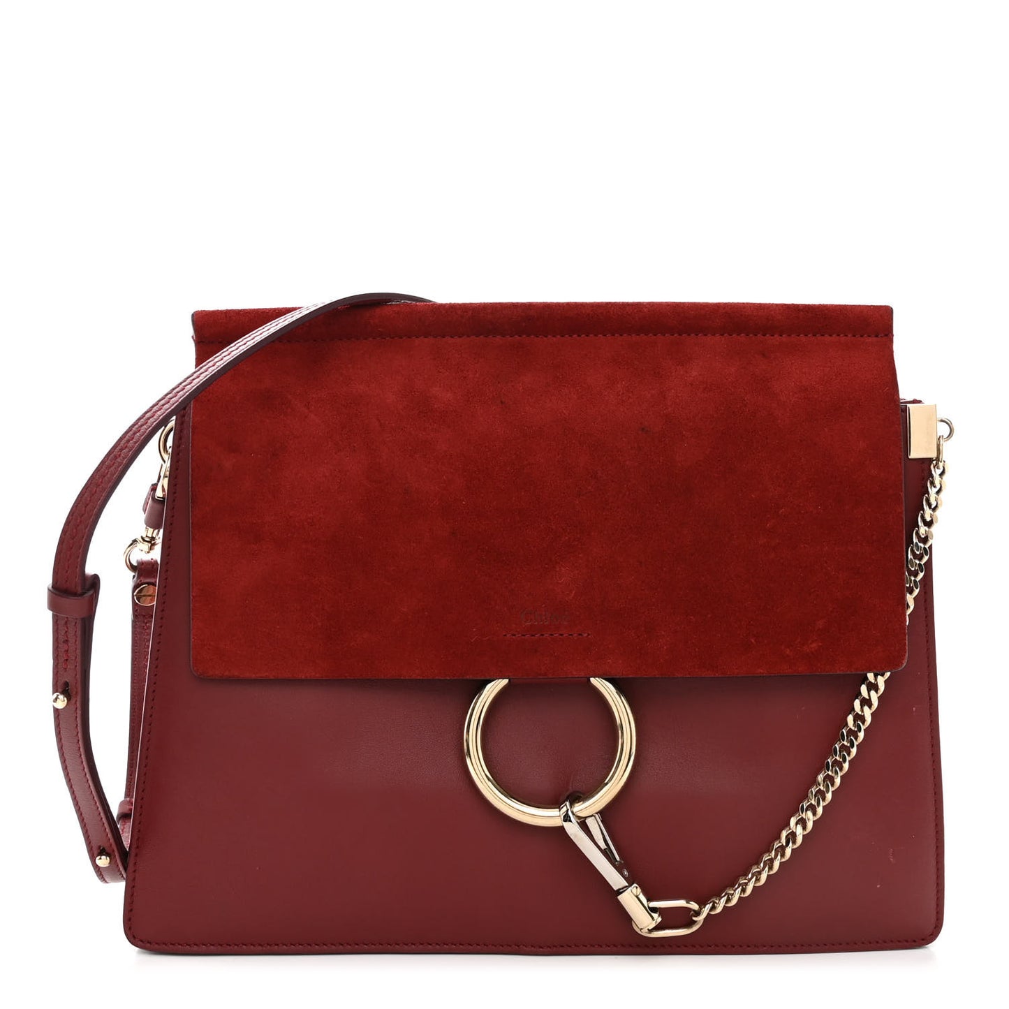 Calfskin Suede Medium Faye Shoulder Bag Plum Purple