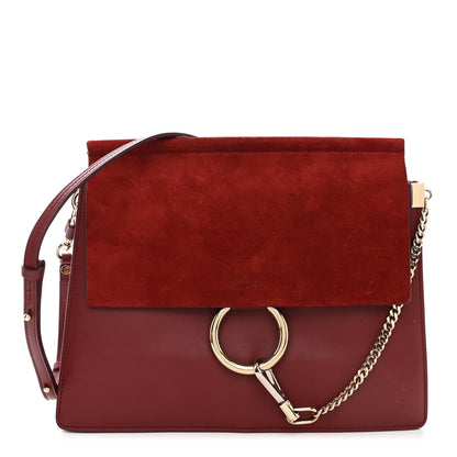 Chloe Calfskin Suede Medium Faye Shoulder Bag Plum Purple 1 of 12